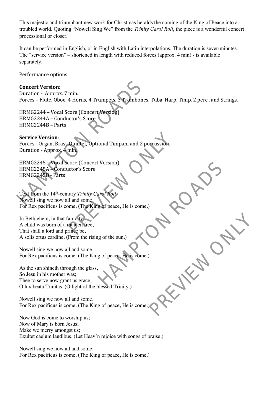 Nowell Sing We (Service Version) (SATB) 4-Part scores gallery preview page 3