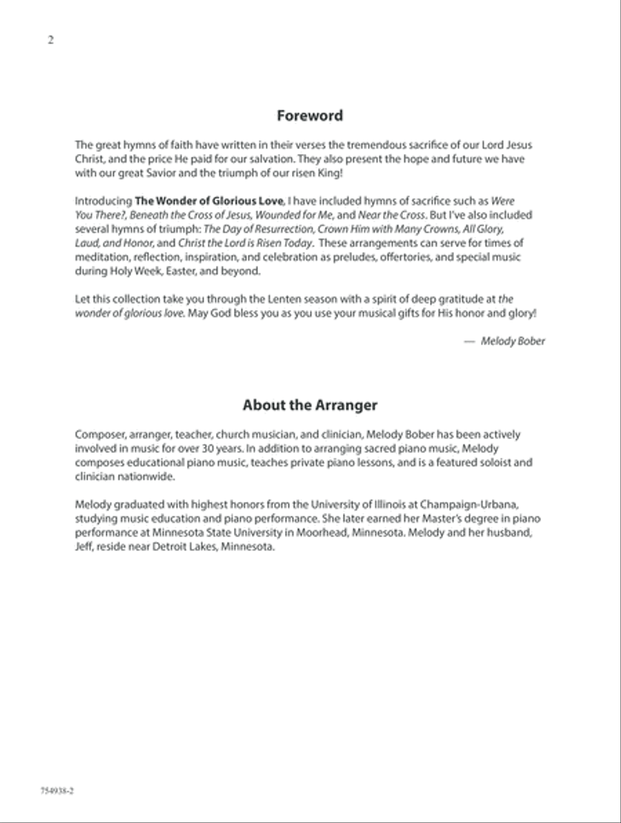 The Wonder of Glorious Love Piano Solo scores gallery preview page 2