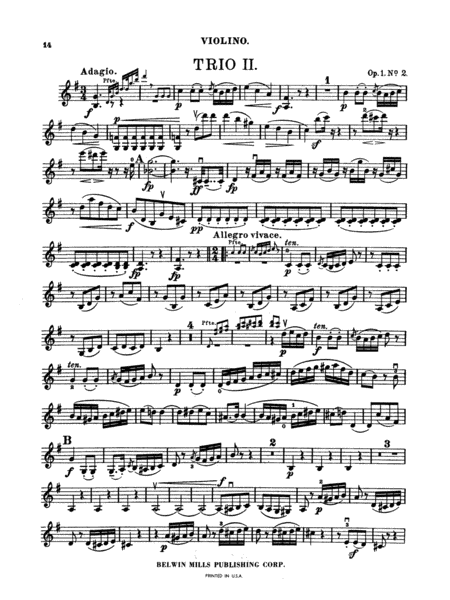 Beethoven: Trio No. 2, in G Major, Op. 1, No. 2 (for piano, violin, and cello)