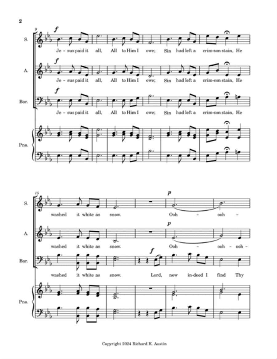 Jesus Paid It All 3-Part scores gallery preview page 2