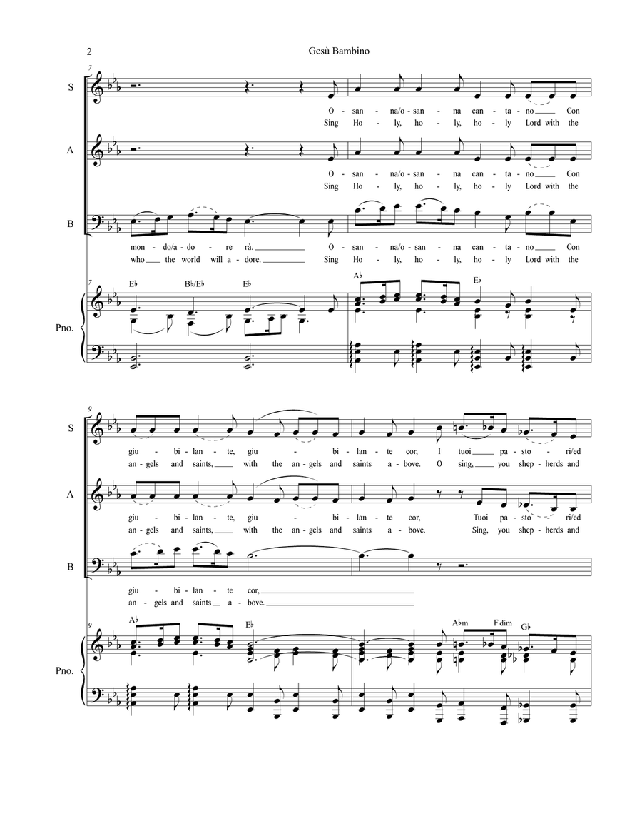 Gesu Bambino (for SAB) 3-Part scores gallery preview page 3