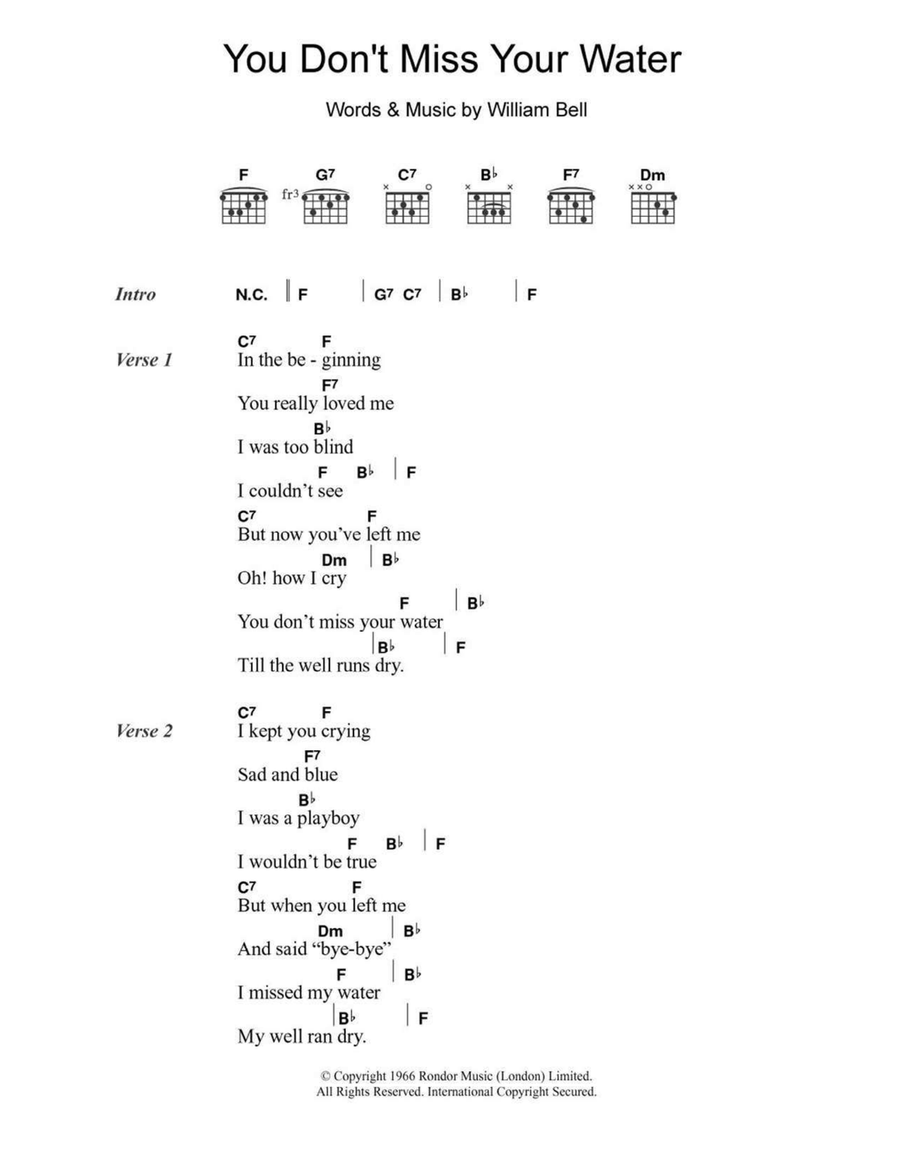 You Don't Miss Your Water Easy Guitar scores gallery preview page 1