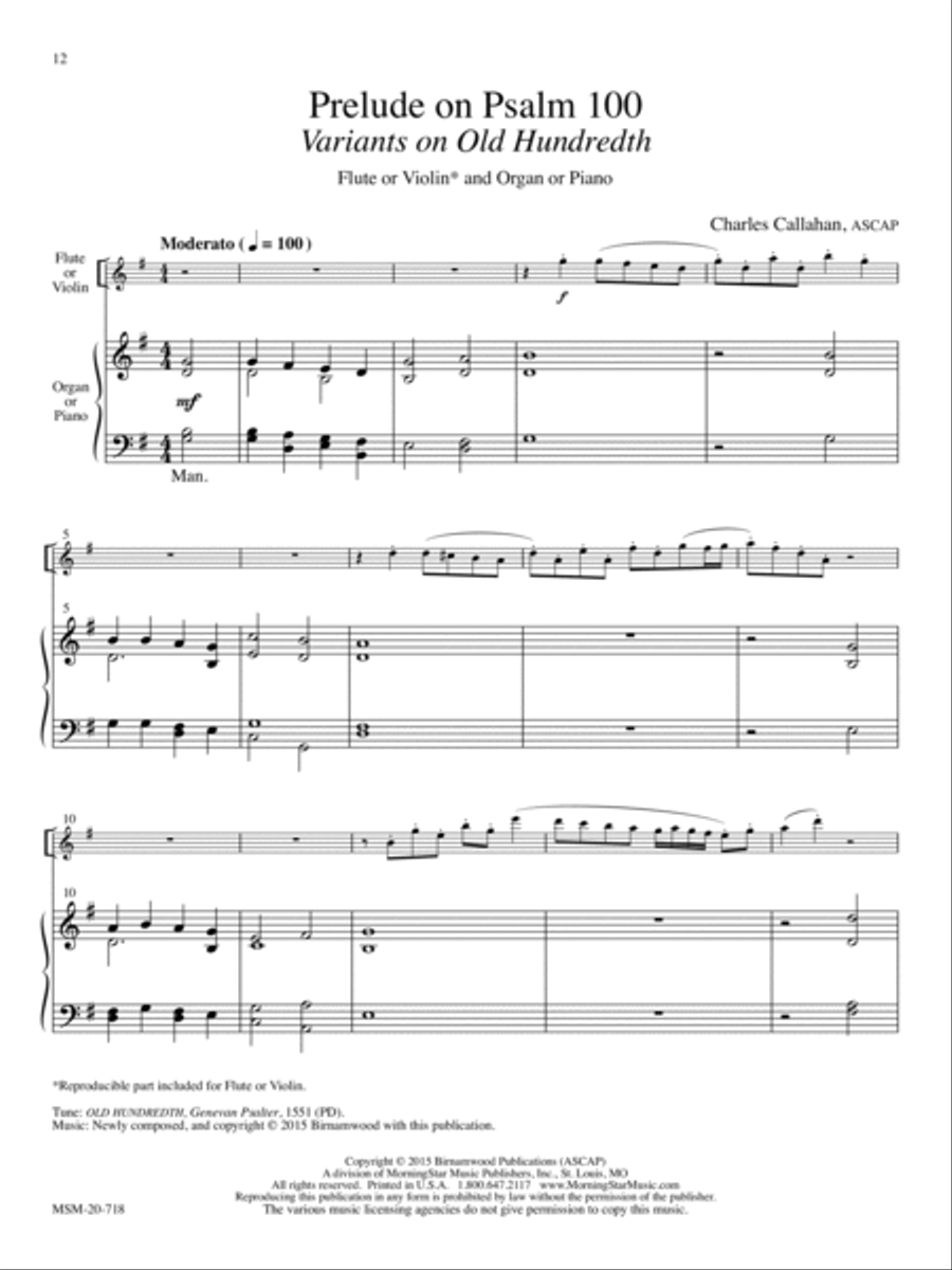 Four Psalm Preludes: Flute or Violin, Organ or Piano Flute scores gallery preview page 5