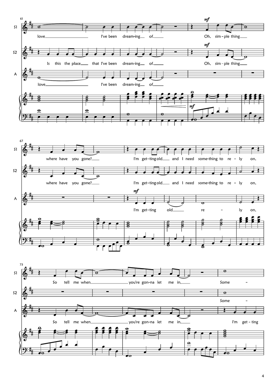 Somewhere Only We Know SSA scores gallery preview page 4