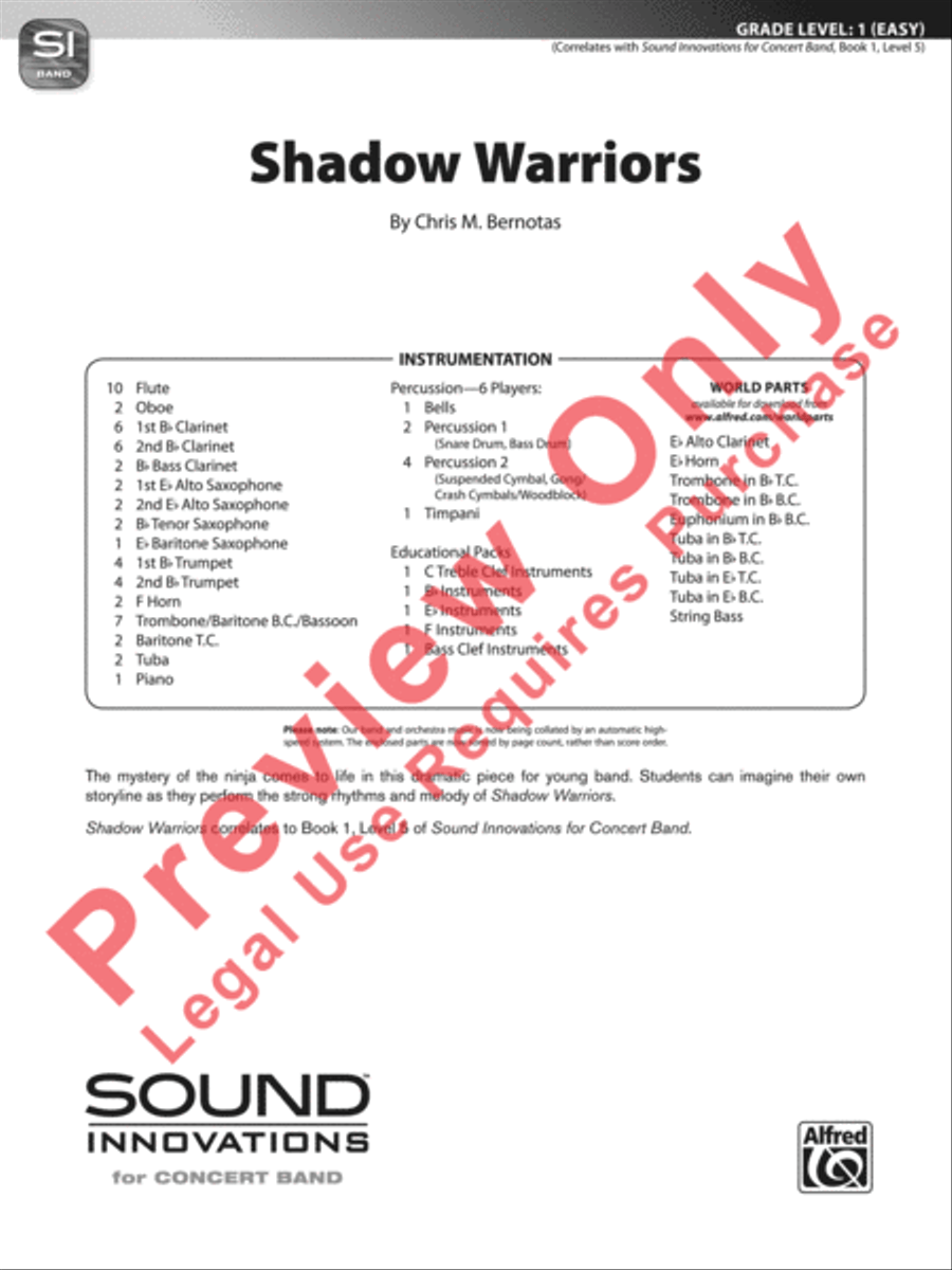 Shadow Warriors Concert Band scores gallery preview page 2