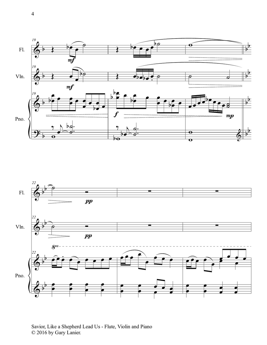 SAVIOR, LIKE A SHEPHERD LEAD US (Trio – Flute, Violin & Piano with Parts) Flute scores gallery preview page 5
