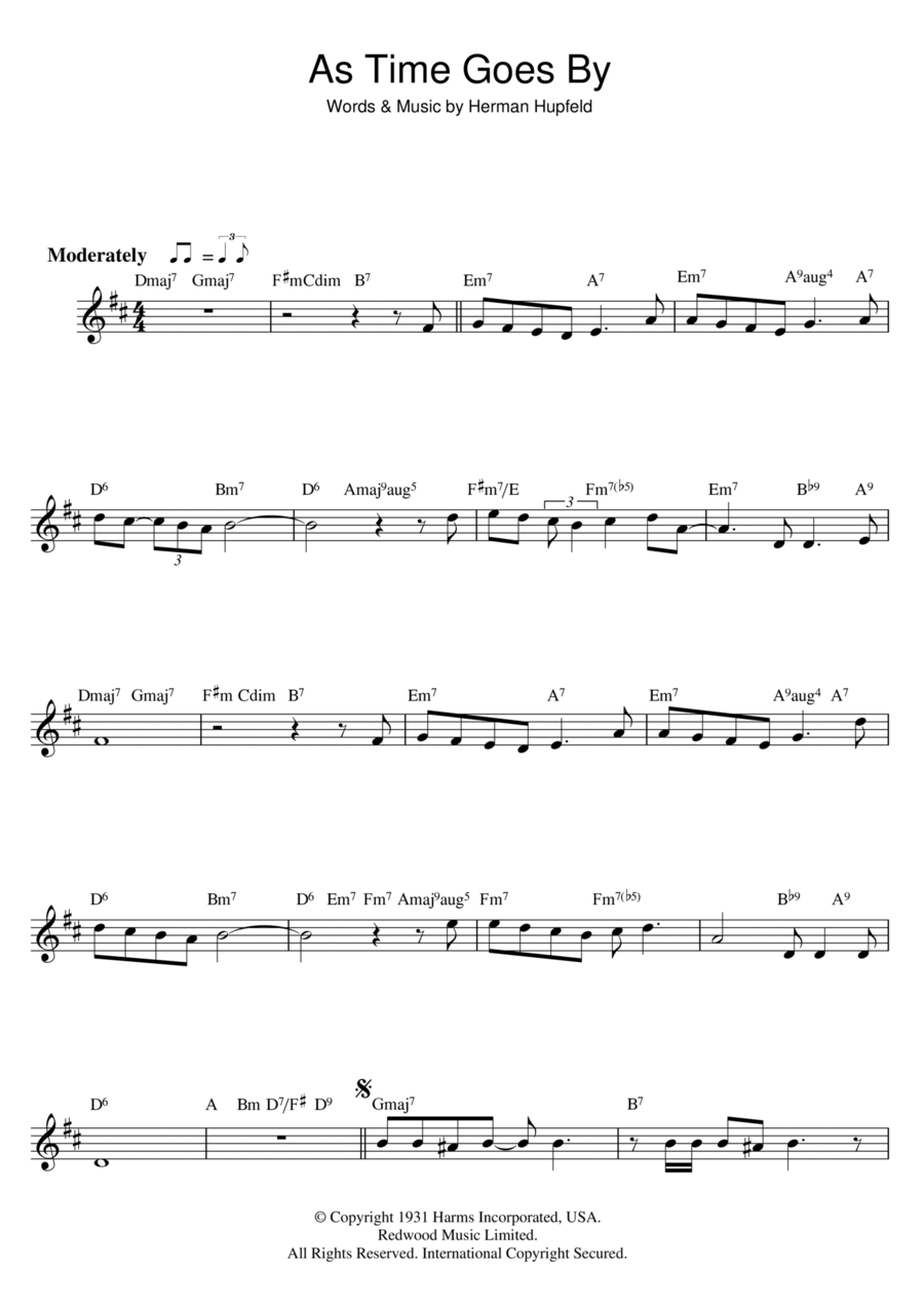 As Time Goes By Flute Solo scores gallery preview page 1
