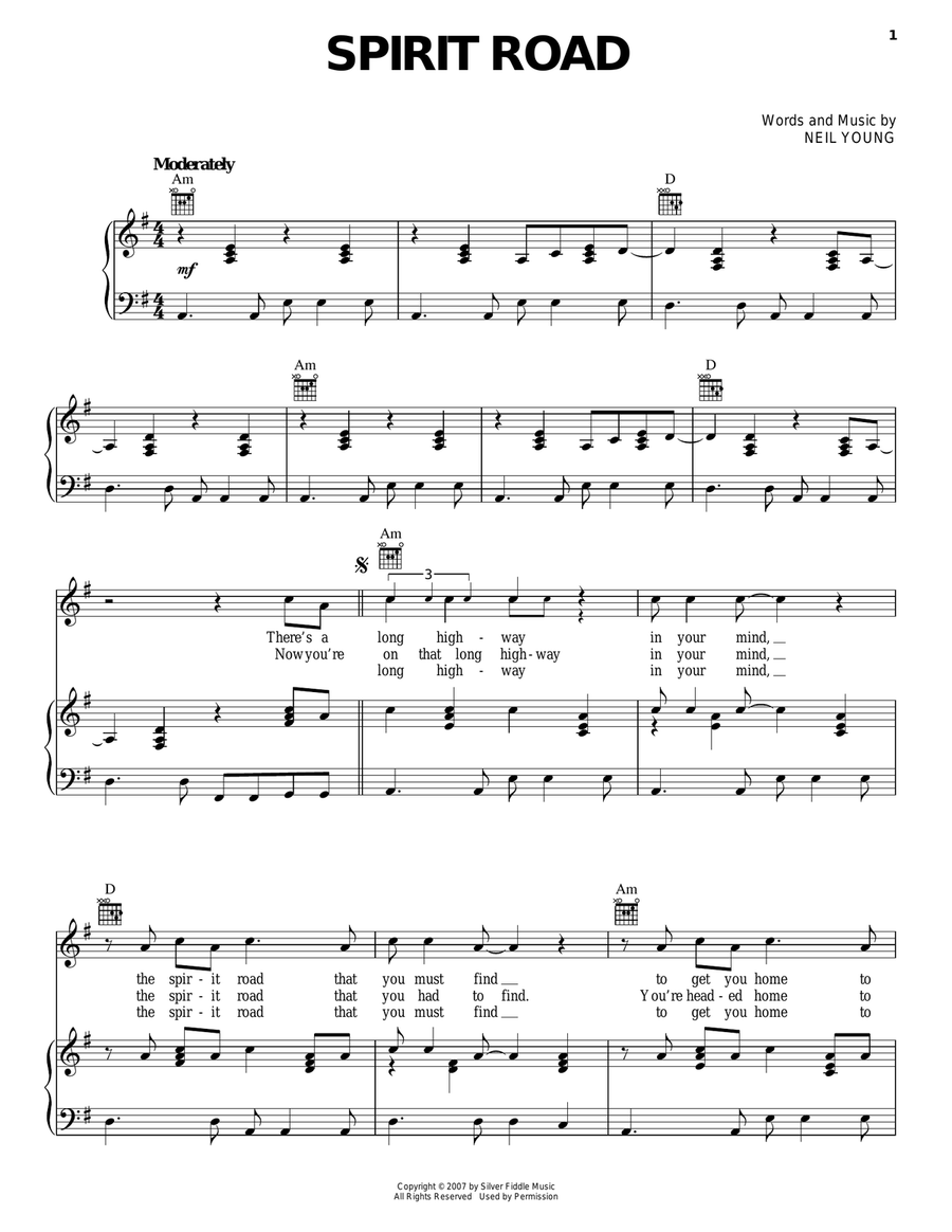 Spirit Road Piano, Vocal, Guitar scores gallery preview page 1