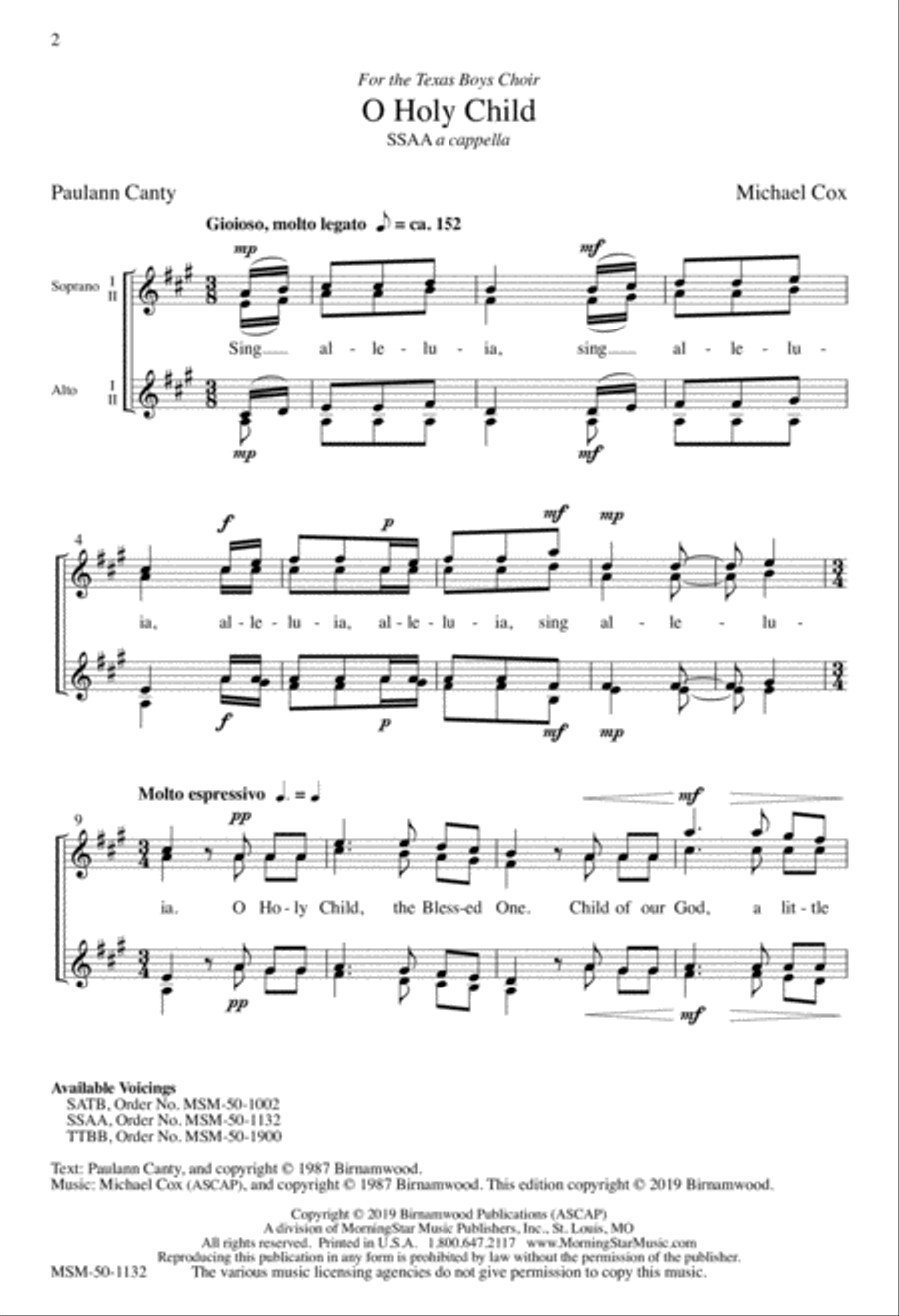 O Holy Child O Holy Child SSAA scores gallery preview page 2