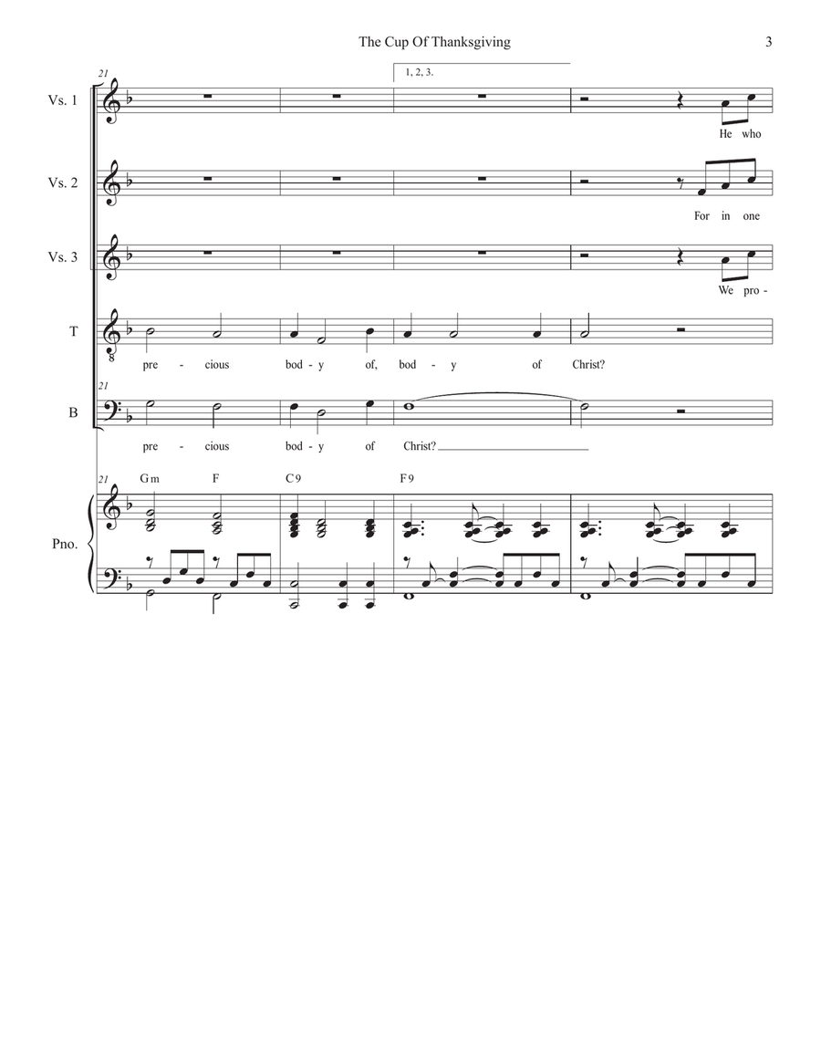The Cup Of Thanksgiving (Duet for Tenor and Bass solo) Tenor Voice scores gallery preview page 3