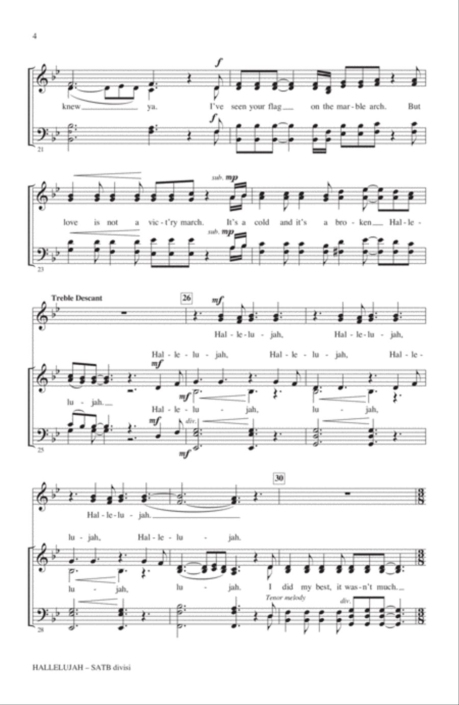 Hallelujah 4-Part scores gallery preview page 3