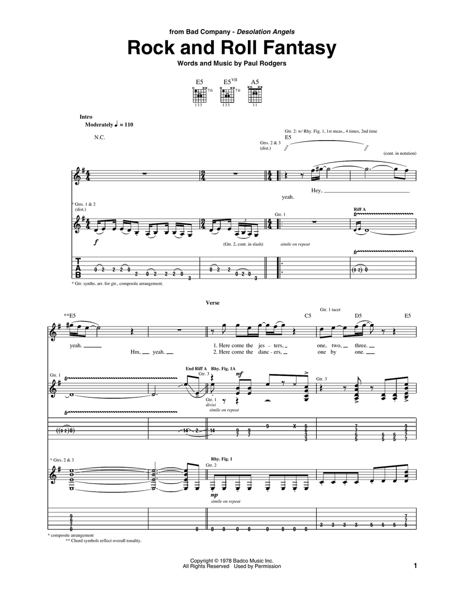 Rock And Roll Fantasy Acoustic Guitar scores gallery preview page 1