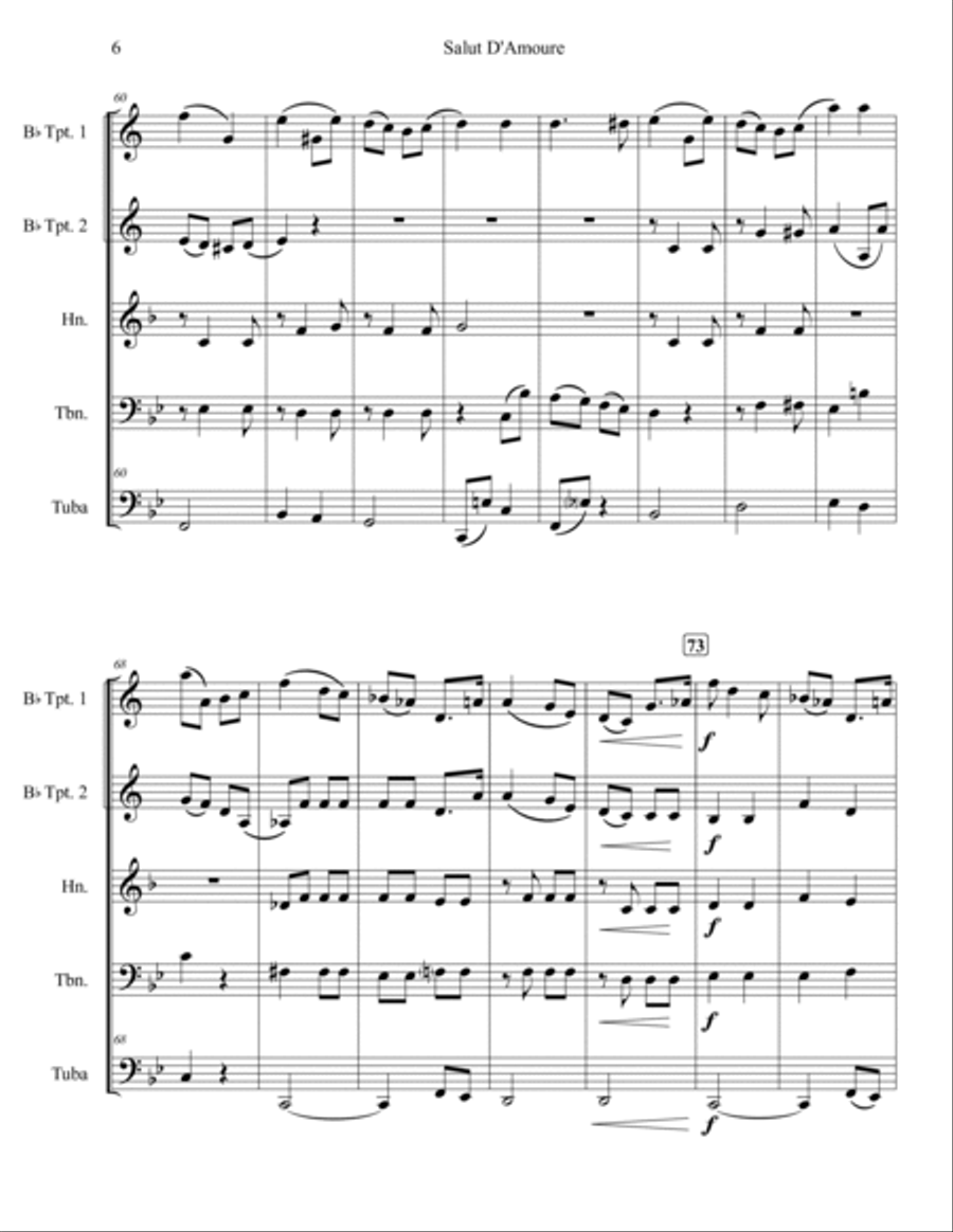 Salut De'Amoure (Liebesgruss) Brass Quintet scores gallery preview page 6