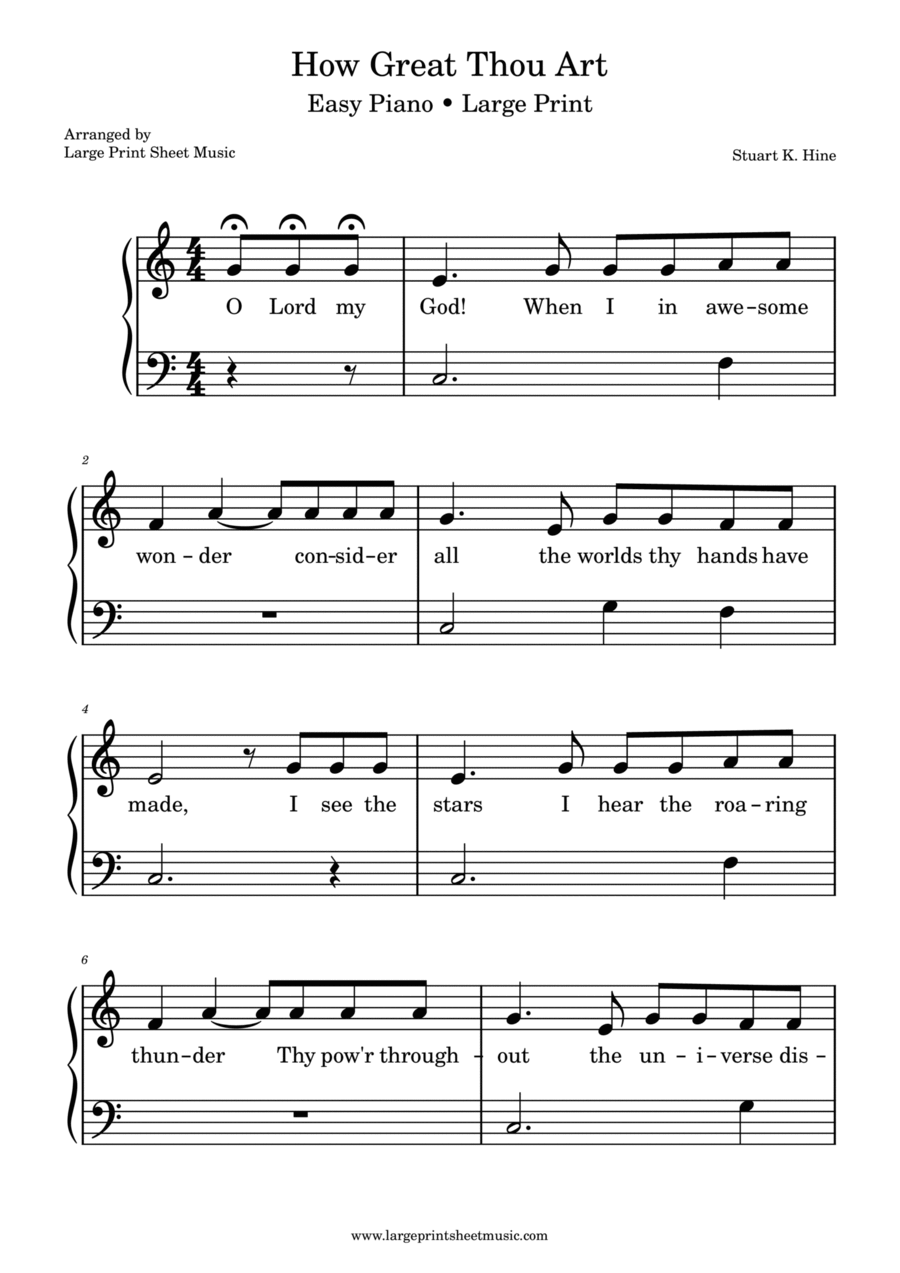 How Great Thou Art Easy Piano Solo Easy Piano scores gallery preview page 1