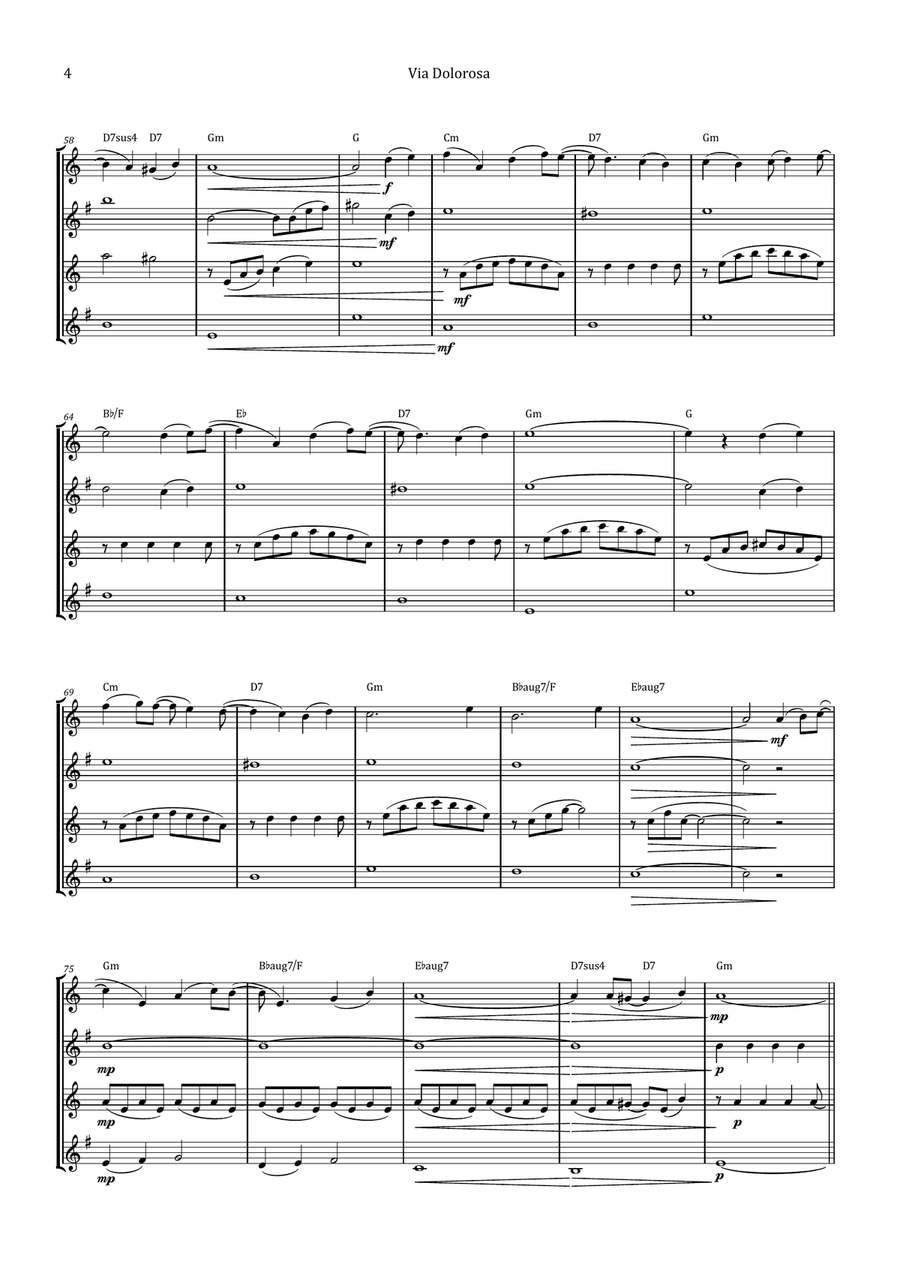 Via Dolorosa Saxophone Quartet scores gallery preview page 4