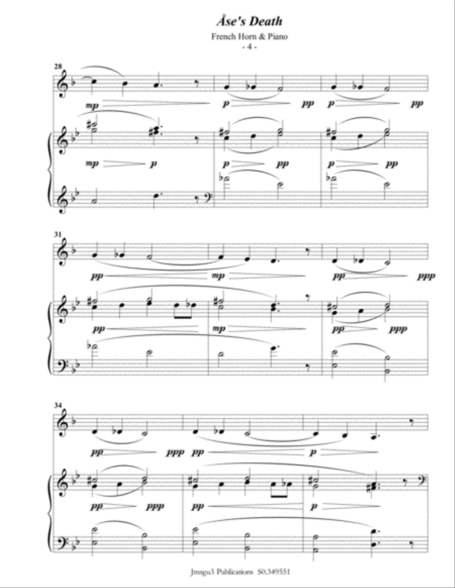 Grieg: Ase's Death from Peer Gynt Suite for French Horn & Piano Horn scores gallery preview page 5
