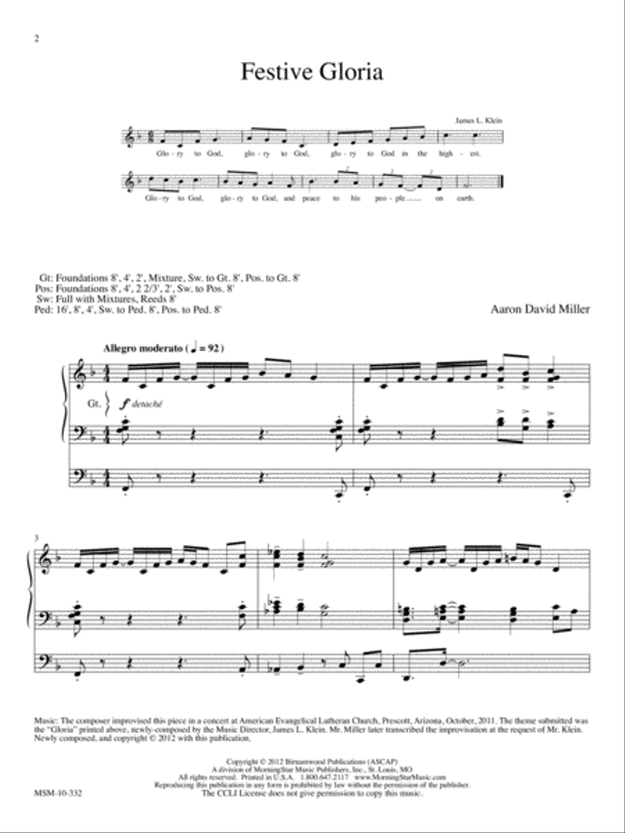 Festive Gloria Festive Gloria Organ scores gallery preview page 2