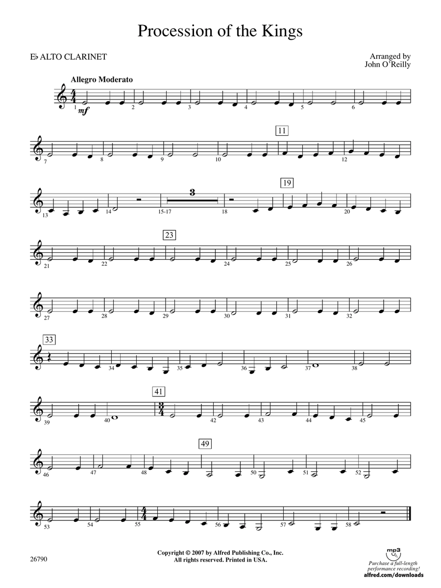 Procession of the Kings: E-flat Alto Clarinet
