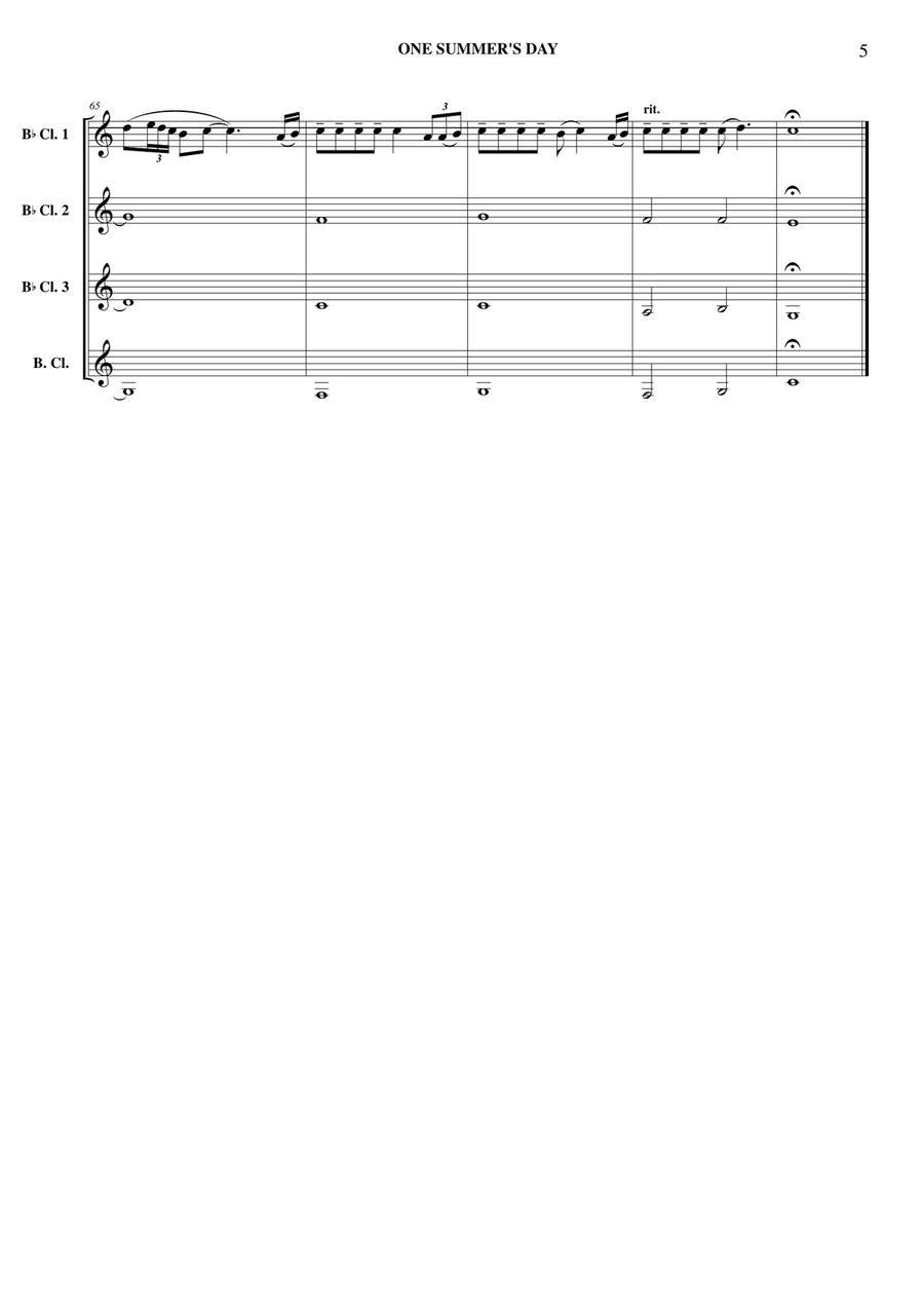 One Summer's Day Clarinet Quartet scores gallery preview page 6