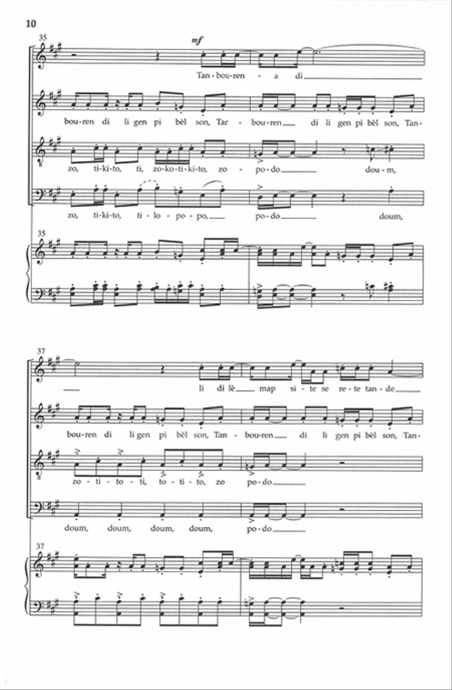 Twa Tanbou 4-Part scores gallery preview page 9