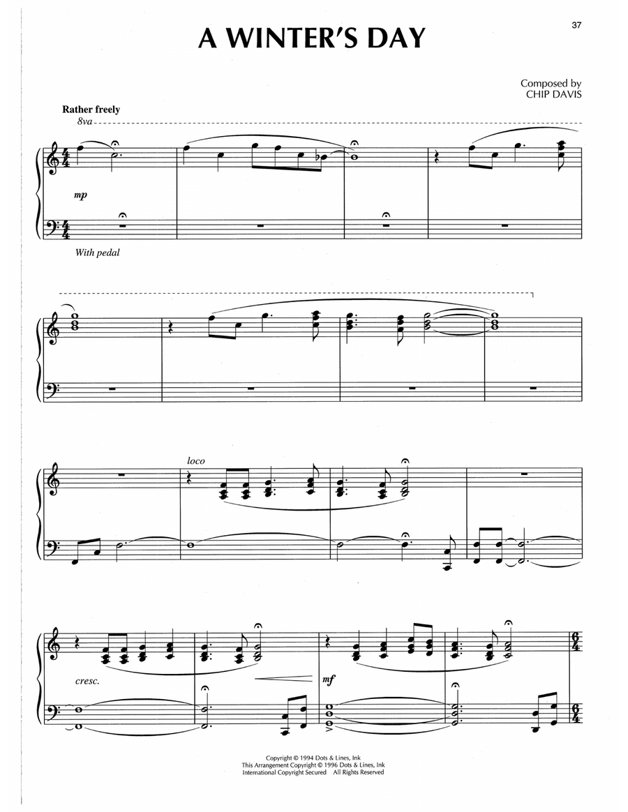 A Winter's Day Piano, Vocal, Guitar scores gallery preview page 1