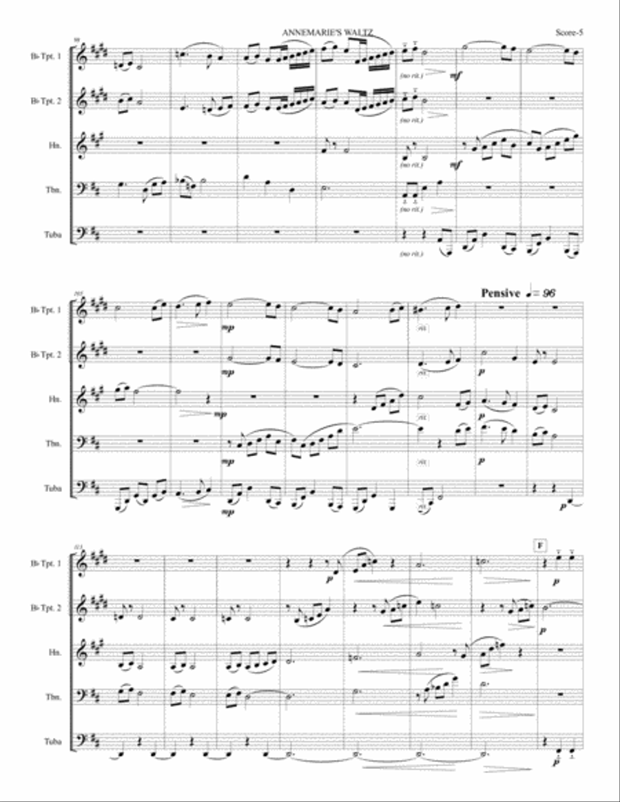 AnnMarie's Waltz (Brass Quintet) image number null