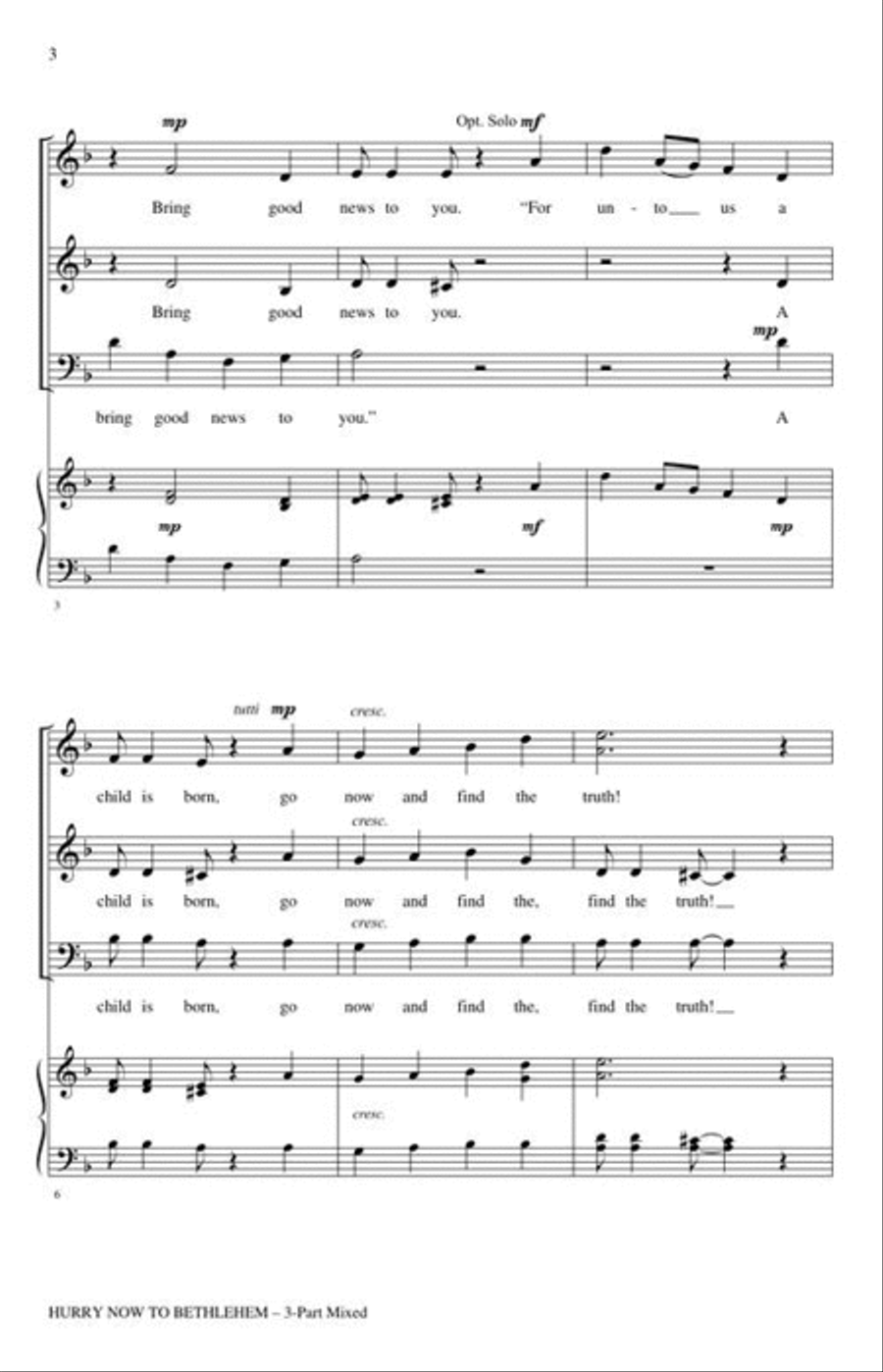 Hurry Now to Bethlehem 3-Part scores gallery preview page 4