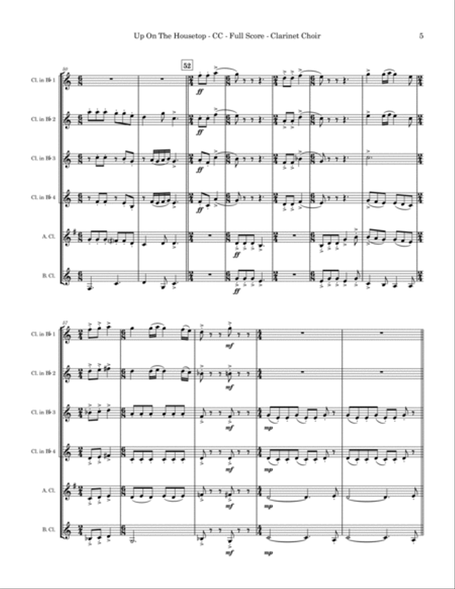Up on the Housetop (Clarinet Choir) Clarinet Choir scores gallery preview page 5