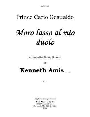 Book cover for Moro lasso al mio duolo (for string quintet)