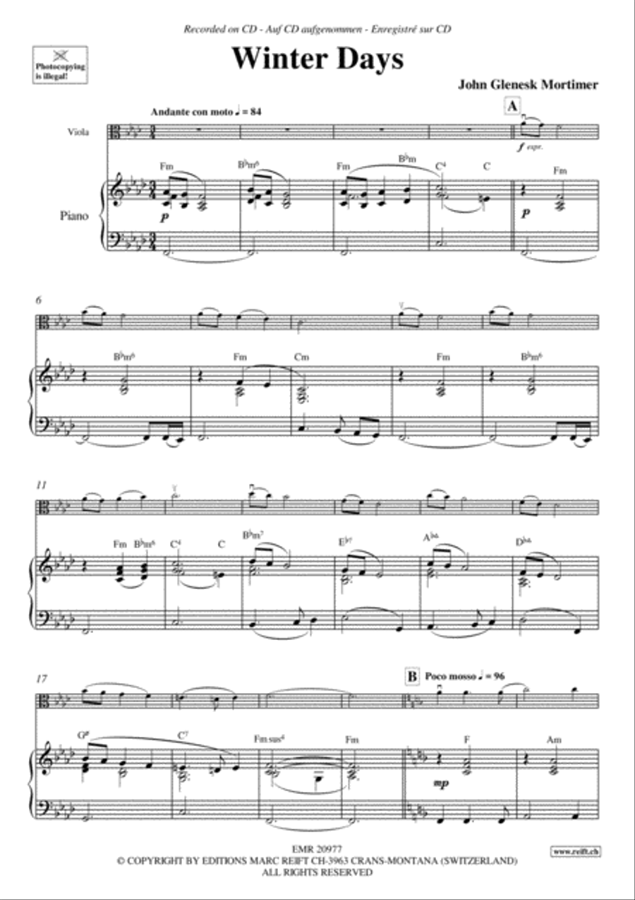 Winter Days Viola scores gallery preview page 4