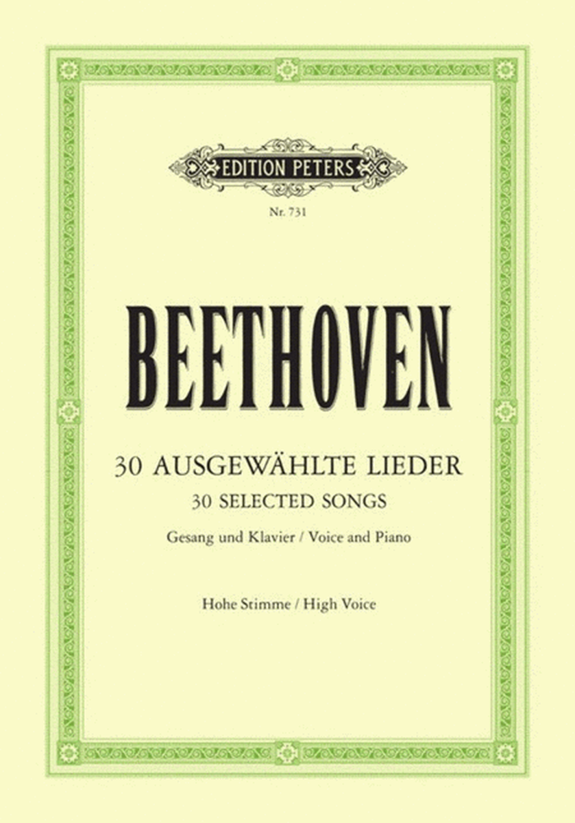 Beethoven 30 Selected Songs High Voice/Piano German
