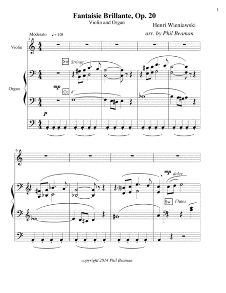 Fantaisie Brillante, Op 20 - Wieniawski - violin and organ