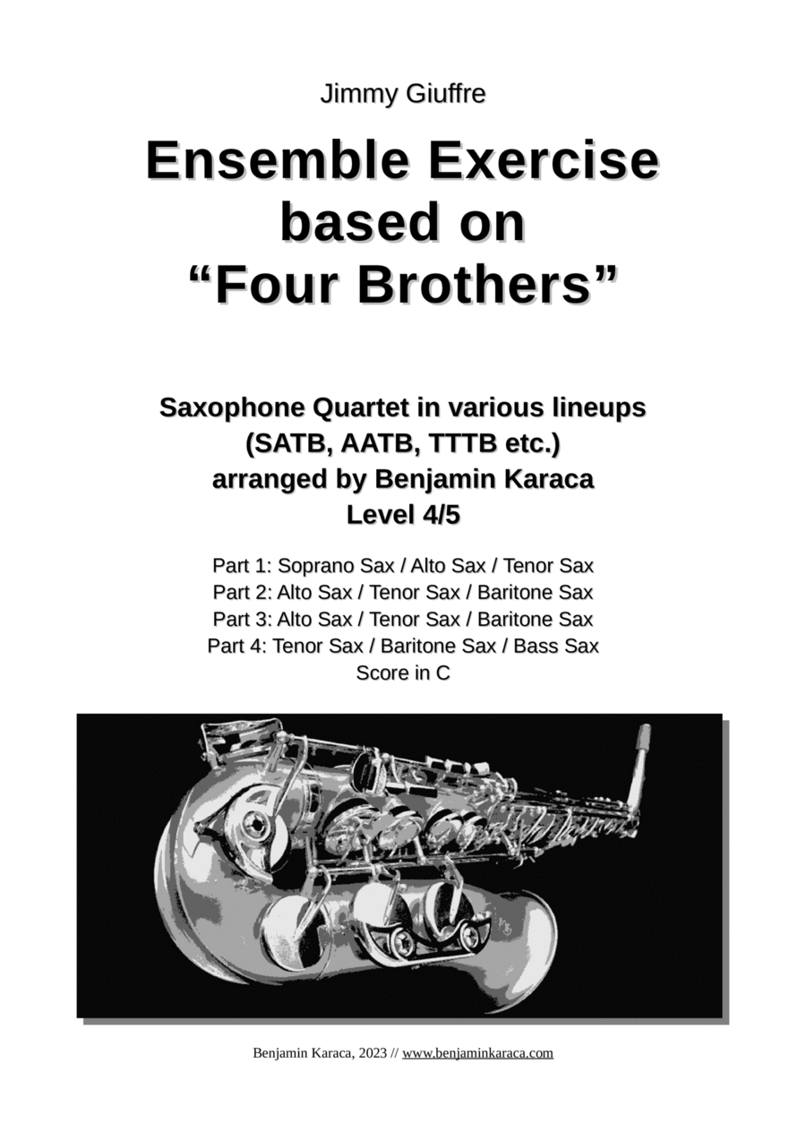 Four Brothers Saxophone Quartet scores gallery preview page 1