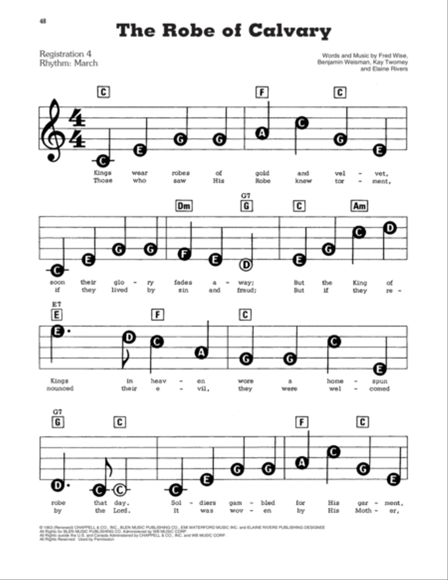 The Robe Of Calvary Electronic Keyboard scores gallery preview page 1