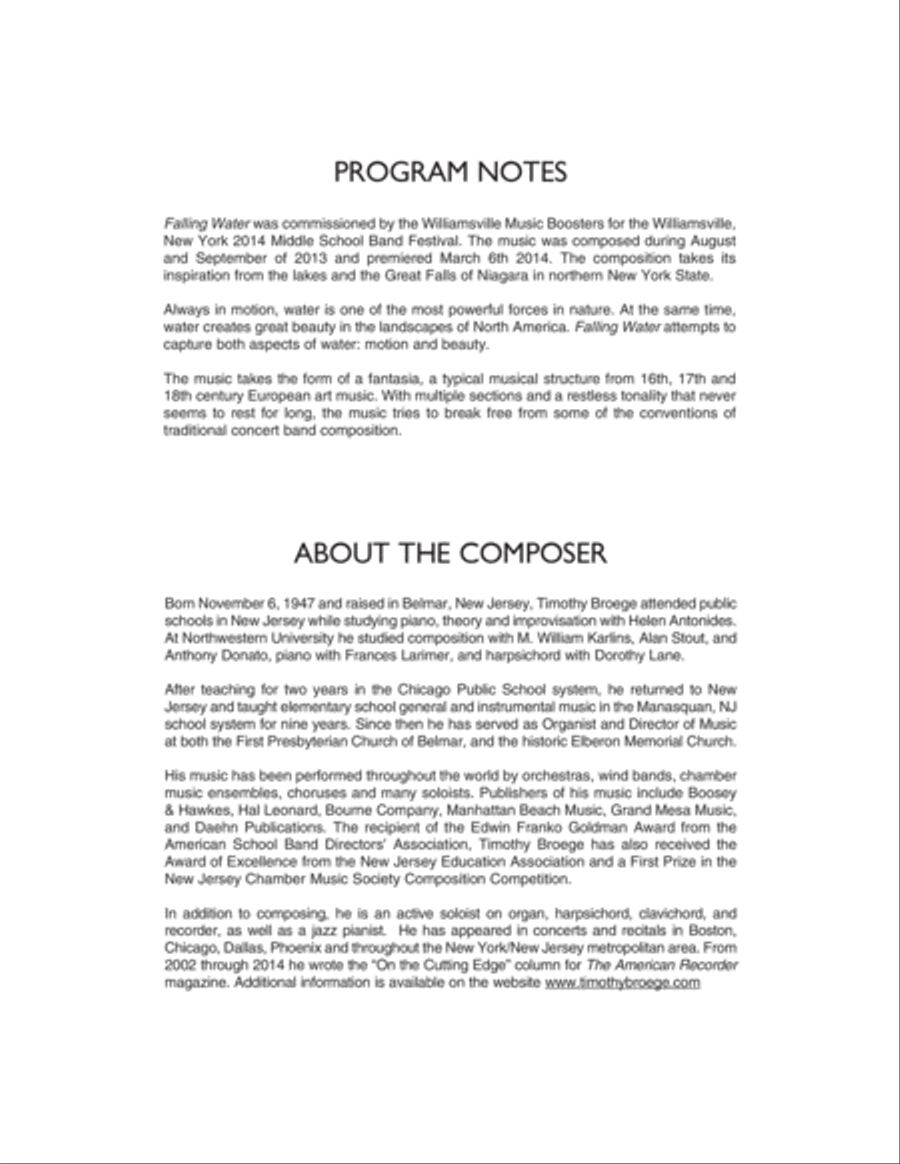 Falling Water - Conductor Score (Full Score) Concert Band scores gallery preview page 2
