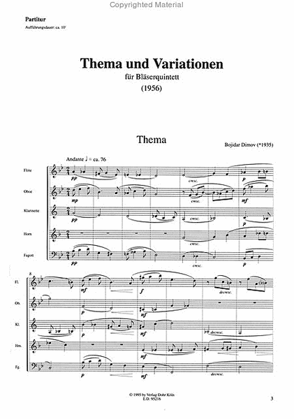 Thema und Variationen für Bläserquintett (1956)