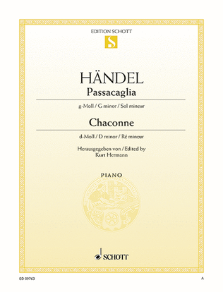 Book cover for Passacaglia G minor / Chaconne D minor