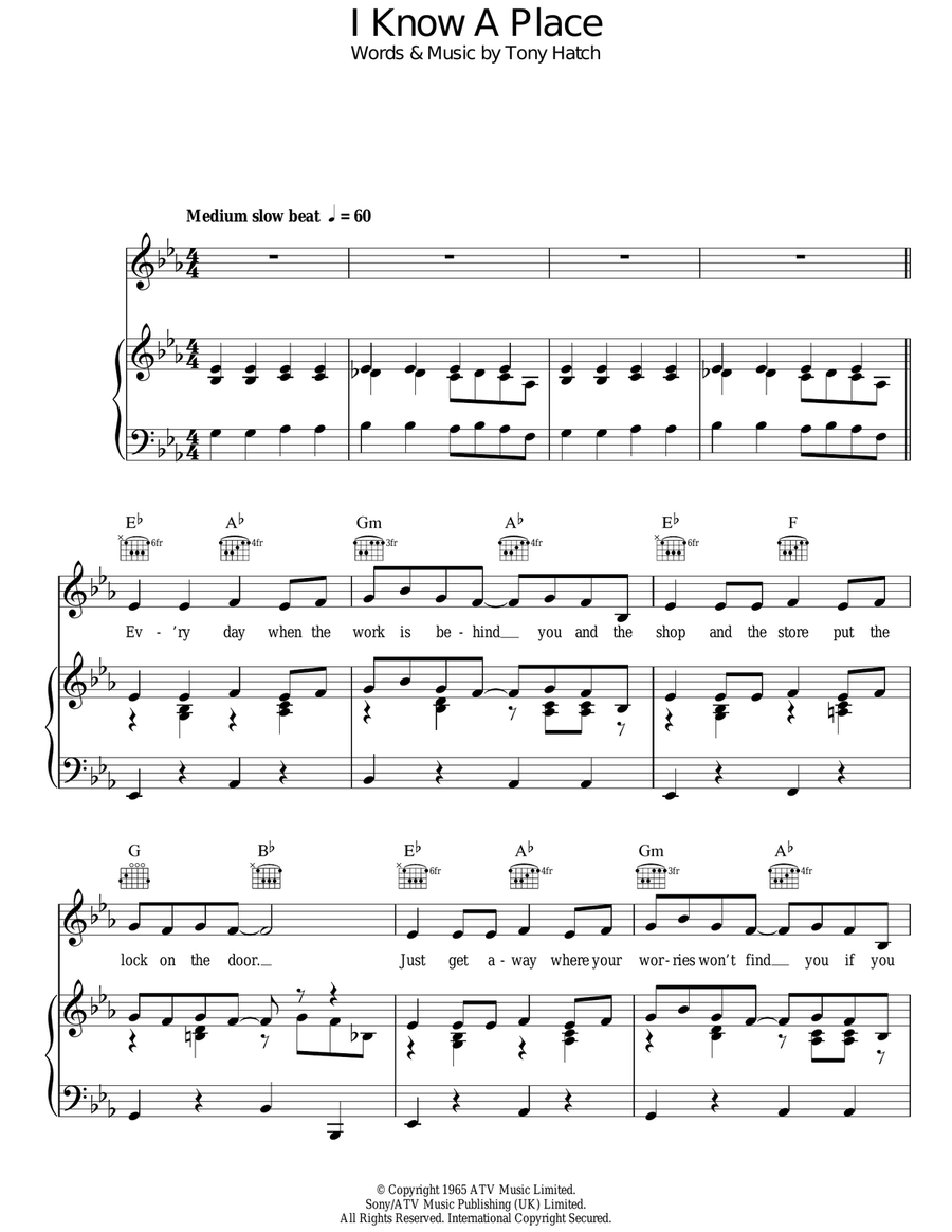 I Know A Place Acoustic Guitar scores gallery preview page 1