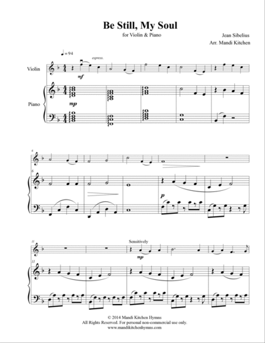 Be Still, My Soul Violin & Piano Duet String Duet scores gallery preview page 2