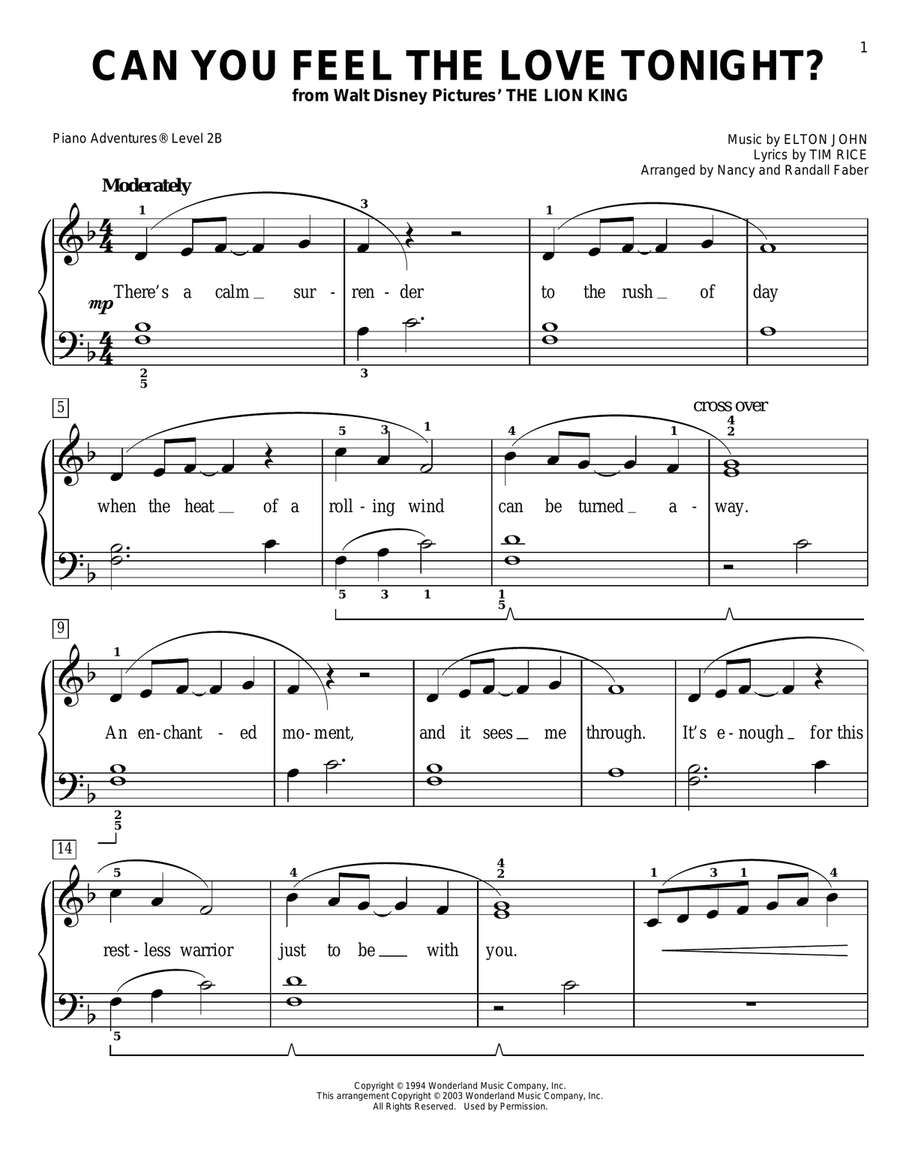 Can You Feel the Love Tonight (from The Lion King) Piano Method scores gallery preview page 1