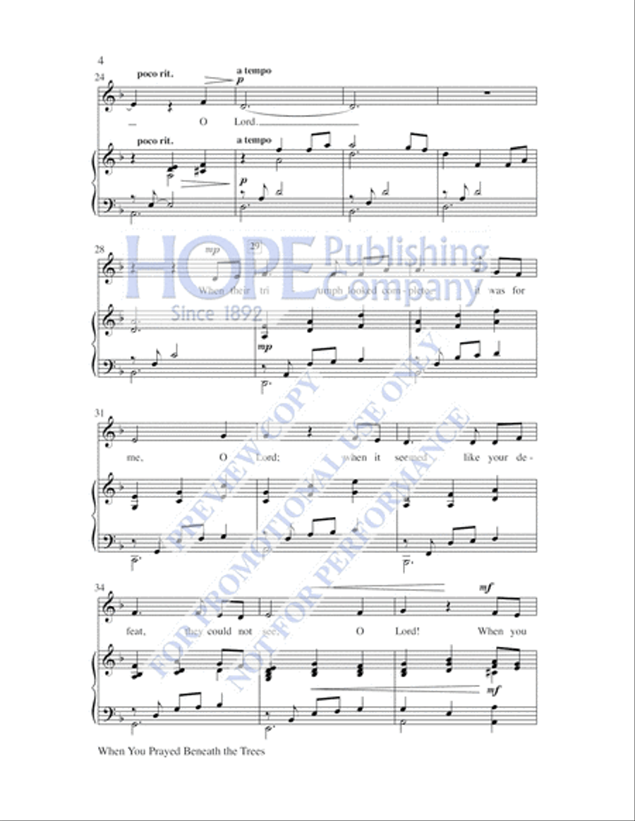 When You Prayed Beneath the Trees Unison Choir scores gallery preview page 5