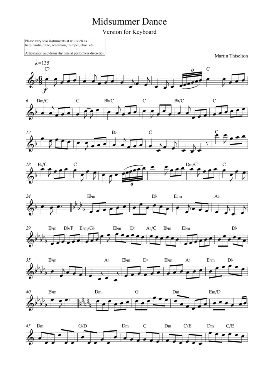 Midsummer Dance Electronic Keyboard scores gallery preview page 1