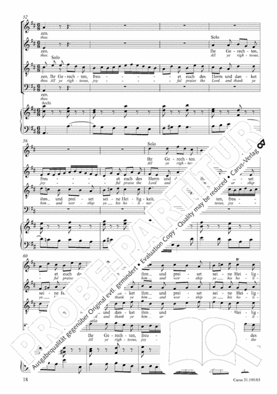 For the righteous light is sown (Dem Gerechten muss das Licht) 4-Part scores gallery preview page 19
