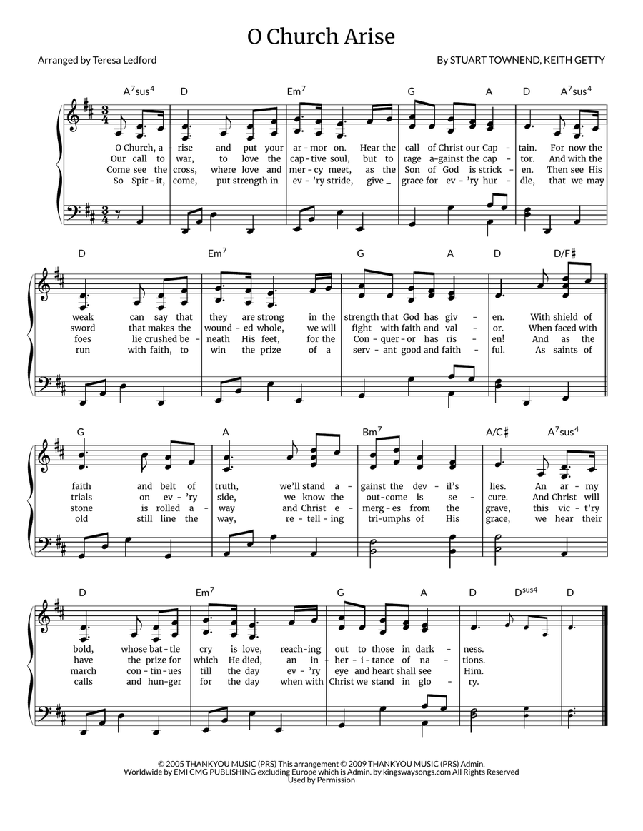 O Church Arise Piano, Vocal, Guitar scores gallery preview page 1