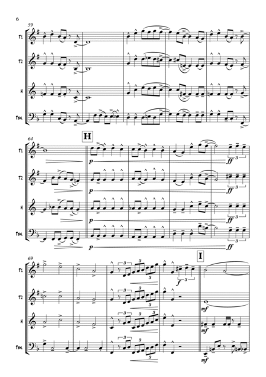 Isn't She Lovely Isn't She Lovely Brass Quartet scores gallery preview page 6