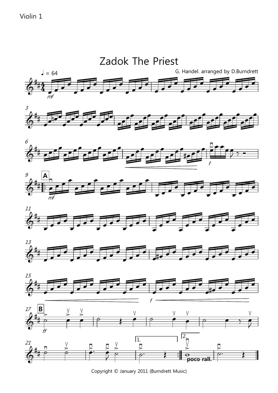 Zadok The Priest for String Quartet String Quartet scores gallery preview page 6