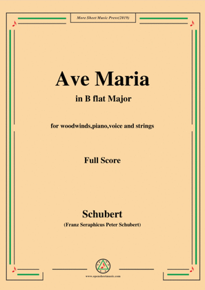 Book cover for Schubert-Ave Maria in B flat Major,for woodwinds,piano,voice and strings