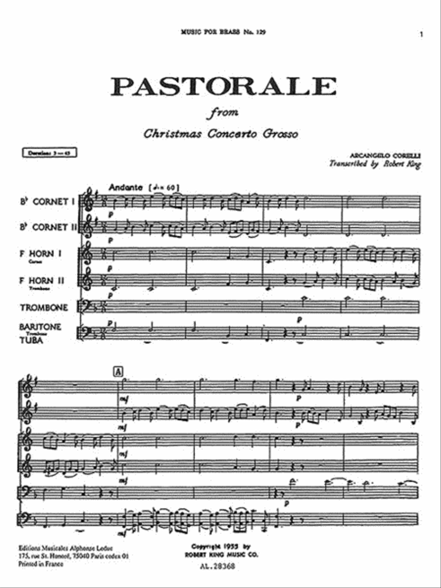 Pastorale De Noel (sextet-brass) School and Community scores gallery preview page 2