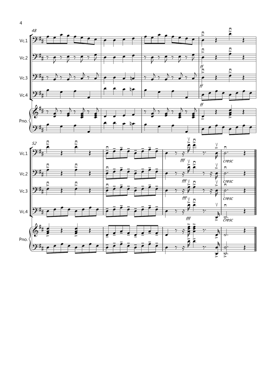 The Can Can for Cello Quartet Cello Solo scores gallery preview page 4