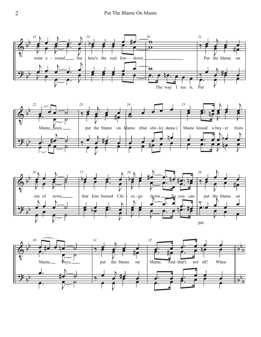 Put The Blame On Mame Put The Blame On Mame TTBB scores gallery preview page 2